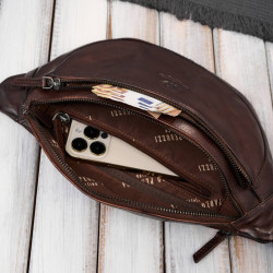 Saszetka męska nerka skórzana na pas brązowa Paolo Peruzzi SL-04-BR