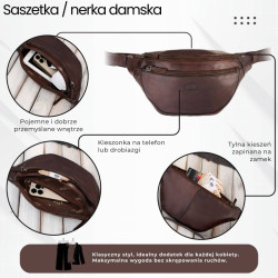 Saszetka męska nerka skórzana na pas brązowa Paolo Peruzzi SL-04-BR
