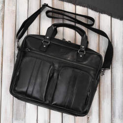 Skórzana torba na laptopa męska na dokumenty czarna Paolo Peruzzi SL-01-BL