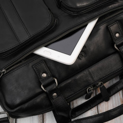 Skórzana torba na laptopa męska na dokumenty czarna Paolo Peruzzi SL-01-BL