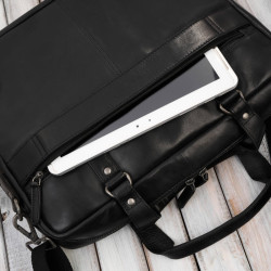 Skórzana torba na laptopa męska na dokumenty czarna Paolo Peruzzi SL-01-BL