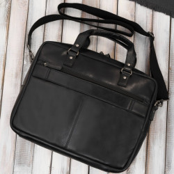 Skórzana torba na laptopa męska na dokumenty czarna Paolo Peruzzi SL-01-BL