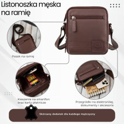 Listonoszka saszetka męska skórzana na ramię brązowa Paolo Peruzzi AY-27-BR