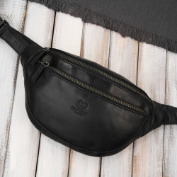 Saszetka męska nerka skórzana na pas czarna Paolo Peruzzi SL-04-BL