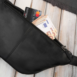 Saszetka męska nerka skórzana na pas czarna Paolo Peruzzi SL-04-BL