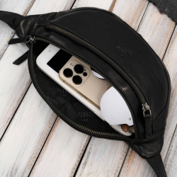 Saszetka męska nerka skórzana na pas czarna Paolo Peruzzi SL-04-BL