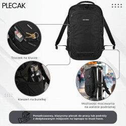 Plecak wielofunkcyjny trekkingowy turystyczny do pracy Paolo Peruzzi AS-04-BL