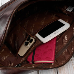Torba męska na ramię do ręki skórzana na laptopa dokumenty A4 brązowa pojemna Paolo Peruzzi SL-08-BR