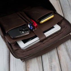 Plecak skórzany miejski do pracy premium kompaktowy brązowy Paolo Peruzzi T-144-BR