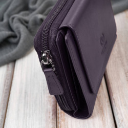 Portfel damski skórzany fioletowy duży w orientacji poziomej z RFID Paolo Peruzzi SL-07-VI