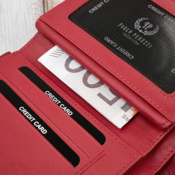Portfel damski skórzany czerwony duży w orientacji poziomej z RFID Paolo Peruzzi SL-07-RD