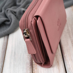 Portfel damski skórzany różowy duży w orientacji poziomej z RFID Paolo Peruzzi SL-07-PI