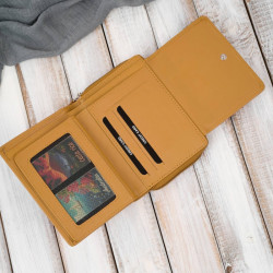 Portfel damski skórzany żółty duży w orientacji poziomej z RFID Paolo Peruzzi SL-07-MNG