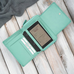 Portfel damski skórzany błękitny duży w orientacji poziomej z RFID Paolo Peruzzi SL-07-CB