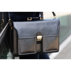 Skórzana teczka męska czarna Paolo Peruzzi N02-BL