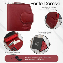 Portfel damski skórzany czerwona portmonetka RFID Paolo Peruzii AL-24-RD