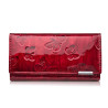 Portfel damski skórzany duży czerwony lakierowany ze wzorem w motyle SP-19-RD