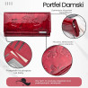 Portfel damski skórzany duży czerwony lakierowany ze wzorem w motyle SP-19-RD
