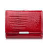 Portfel damski skórzany mały elegancki czerwony lakierowany croco SP-23-CRD