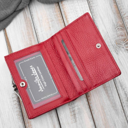 Portfel damski skórzany mały elegancki czerwony lakierowany croco SP-23-CRD