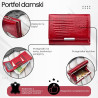 Portfel damski skórzany mały elegancki czerwony lakierowany croco SP-23-CRD