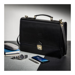 Skórzana klasyczna aktówka teczka męska Paolo Peruzzi N01-BL