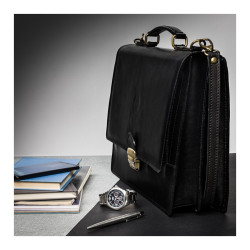 Skórzana klasyczna aktówka teczka męska Paolo Peruzzi N01-BL