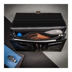 Skórzana klasyczna aktówka teczka męska Paolo Peruzzi N01-BL