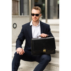 Skórzana klasyczna aktówka teczka męska Paolo Peruzzi N01-BL