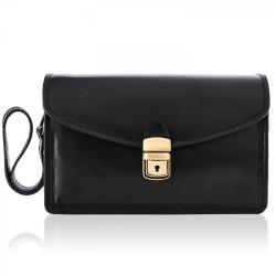 Czarna elegancka skórzana...