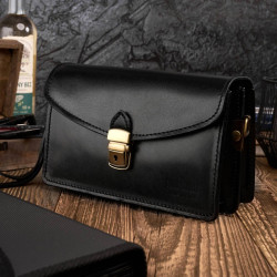 Czarna elegancka skórzana saszetka męska Paolo Peruzzi N06-BL