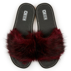 Kapcie damskie R.41 klapki z futerkiem bordowe modne i wygodne pantofle KD-03-RD-41