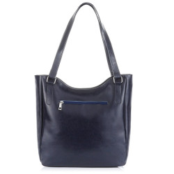 Duża skórzana torba damska na ramię Paolo Peruzzi Z-09-NAVY