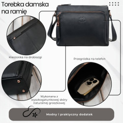 Torebka damska na ramię skórzana czarna klasyczna miejska pojemna Paolo Peruzzi AY-22-BLRG