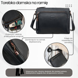 Torebka damska na ramię skórzana czarna klasyczna miejska pojemna Paolo Peruzzi AY-22-BLRG