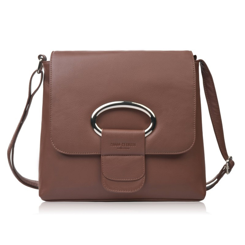 Torebka damska skórzana na ramię brązowa listonoszka klasyczna pojemna Paolo Peruzzi AY-19-BR
