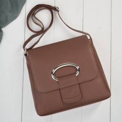 Torebka damska skórzana na ramię brązowa listonoszka klasyczna pojemna Paolo Peruzzi AY-19-BR