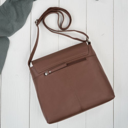 Torebka damska skórzana na ramię brązowa listonoszka klasyczna pojemna Paolo Peruzzi AY-19-BR
