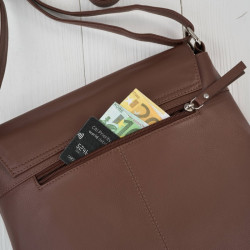 Torebka damska skórzana na ramię brązowa listonoszka klasyczna pojemna Paolo Peruzzi AY-19-BR