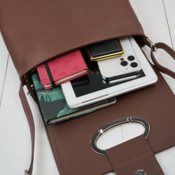 Torebka damska skórzana na ramię brązowa listonoszka klasyczna pojemna Paolo Peruzzi AY-19-BR