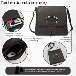 Torebka damska skórzana na ramię ciemnobrązowa listonoszka klasyczna pojemna Paolo Peruzzi AY-19-DBR