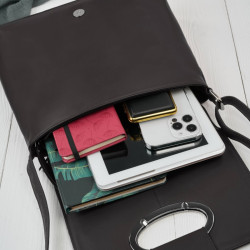 Torebka damska skórzana na ramię ciemnobrązowa listonoszka klasyczna pojemna Paolo Peruzzi AY-19-DBR