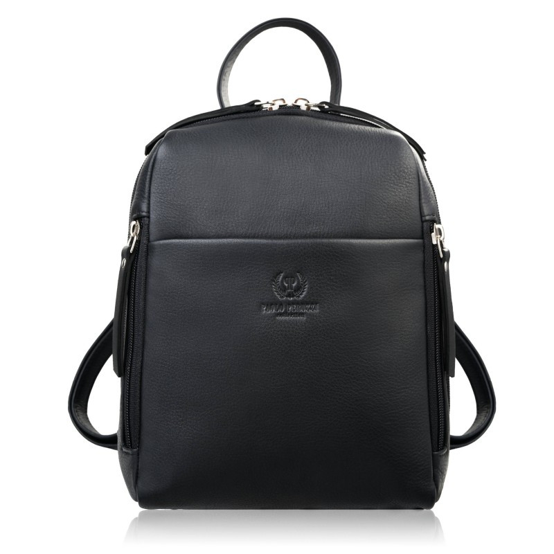 Plecak damski skórzany miejski mały czarny elegancki Paolo Peruzzi AY-26-BL