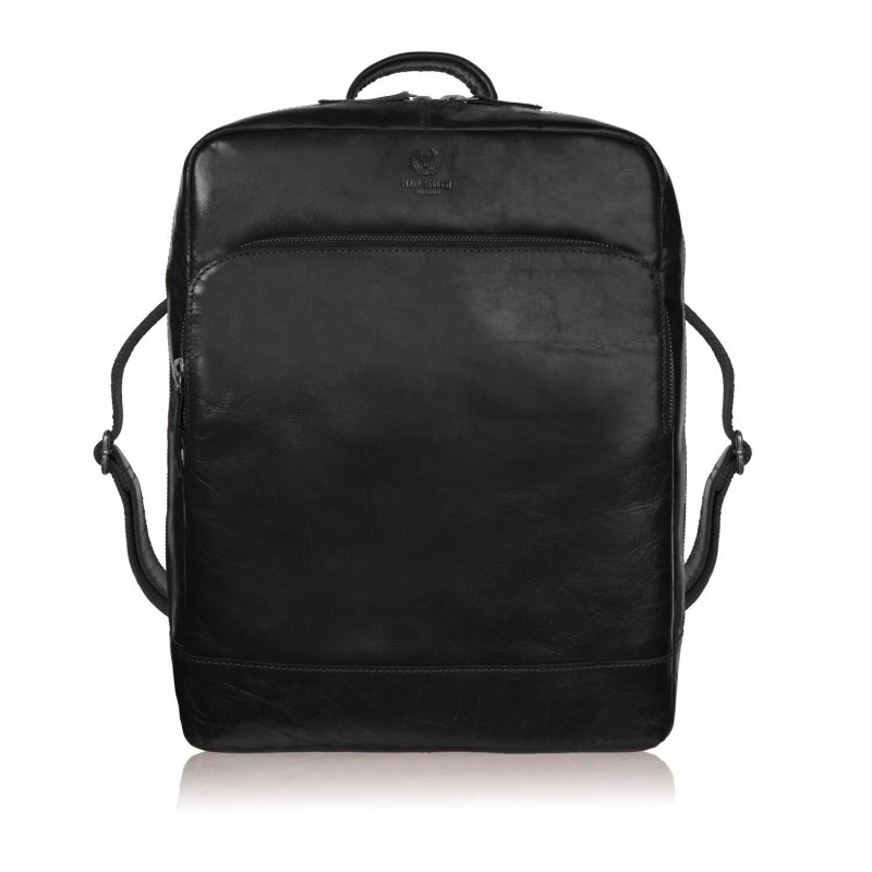 Plecak męski skórzany vintage na laptopa miejski czarny Paolo Peruzzi IM-07-BL