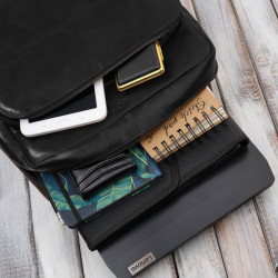 Plecak męski skórzany vintage na laptopa miejski czarny Paolo Peruzzi IM-07-BL