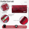Portfel damski skórzany lakierowany czerwony ze wzorem w motyle SP-16-RDM