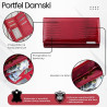 Portfel damski skórzany duży czerwony lakierowany croco SP-19-CRD