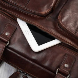 Skórzana torba na laptopa męska na dokumenty brązowa Paolo Peruzzi SL-01-BR