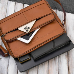 Torba męska na ramię skórzana koniakowa Abruzzo ABR-02-CG