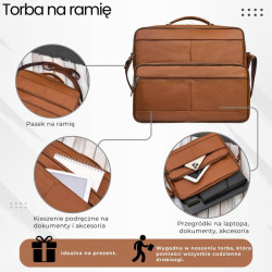 Torba męska na ramię skórzana koniakowa Abruzzo ABR-02-CG
